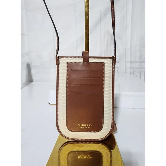 Burberry England sacoche canvas and calf leather crossbody bag Brown/Cre… - Picture 8 of 14